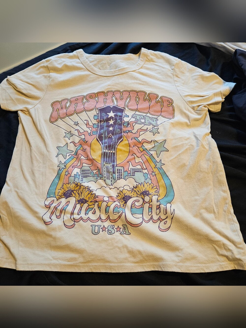 Zoe + Liv Cream Nashville Music City Graphic Tee
